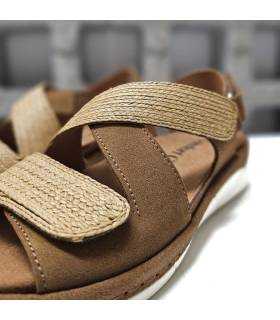 sandalias piel mujer marrón rafia