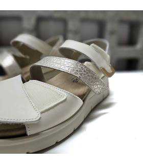 sandalias cuña cómoda mujer verano, detalle de cierre de velcros
