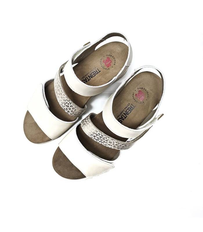 sandalias 30s mujer blancas dorada, vista superior