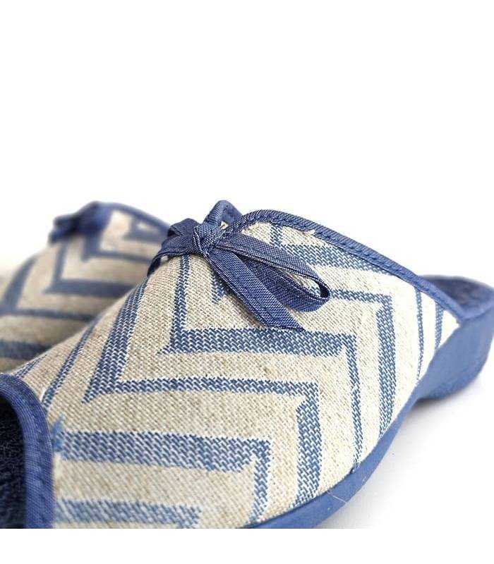detalle tejido zigzag zapatillas casa mujer