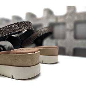 sandalias piel plomo troquelada mujer confort