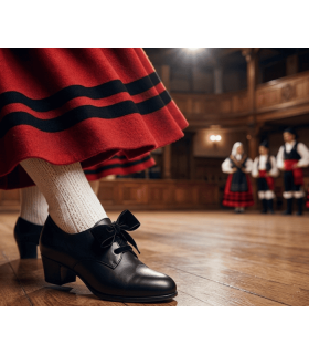Zapatos negros piel cordones para baile regional puestos