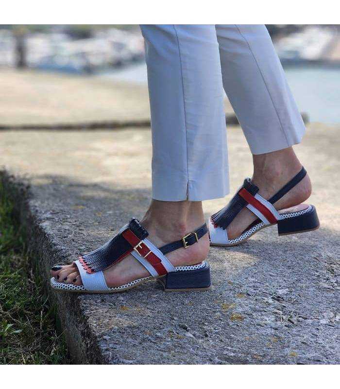 Sandalias cómodas mujer plnas de piel Nival marineras puestas