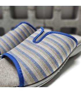 zapatillas casa mujer algodón detalle tejido rayas