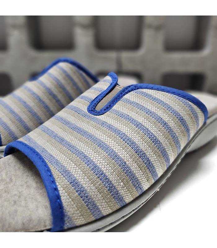 zapatillas casa mujer algodón detalle tejido rayas