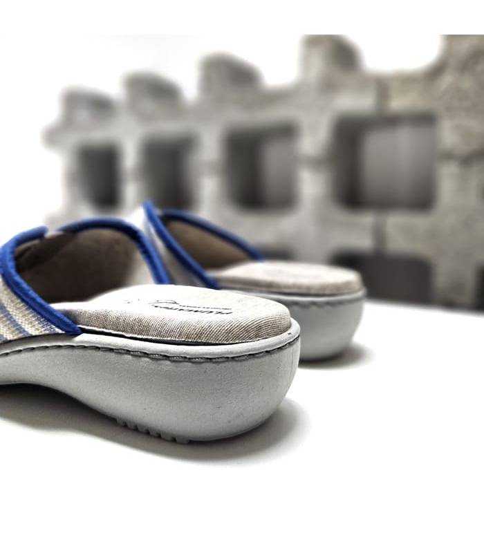 zapatillas Plumaflex mujer cuña rayas azul