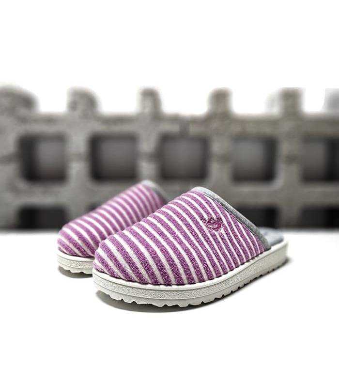 zapatillas casa mujer verano rayas rosa Plumaflex