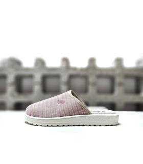 zapatillas casa mujer abiertas detrás algodón rayas