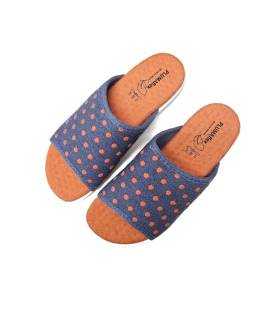 vista superior zapatillas mujer Plumaflex topos naranja verano