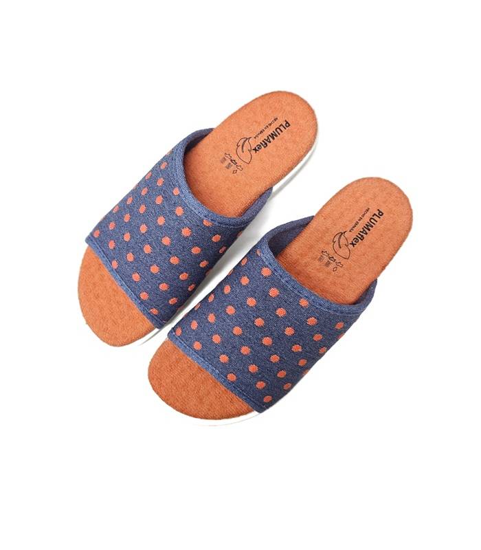 vista superior zapatillas mujer Plumaflex topos naranja verano