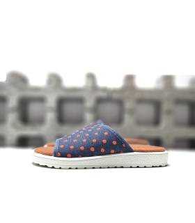 perfil zapatillas casa mujer abiertas rizo azul Plumaflex
