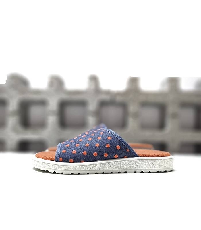 perfil zapatillas casa mujer abiertas rizo azul Plumaflex