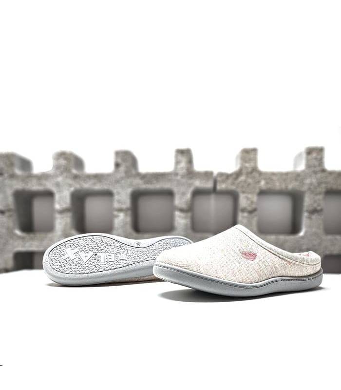 zapatillas casa mujer beige Plumaflex talón abierto suela ligera