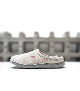 perfil zapatillas casa mujer beige loneta Plumaflex