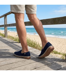 Alpargatas hombre azul marino lona elásticos Laro España puestas