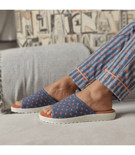 Zapatillas casa mujer abiertas rizo topos Plumaflex verano puestas