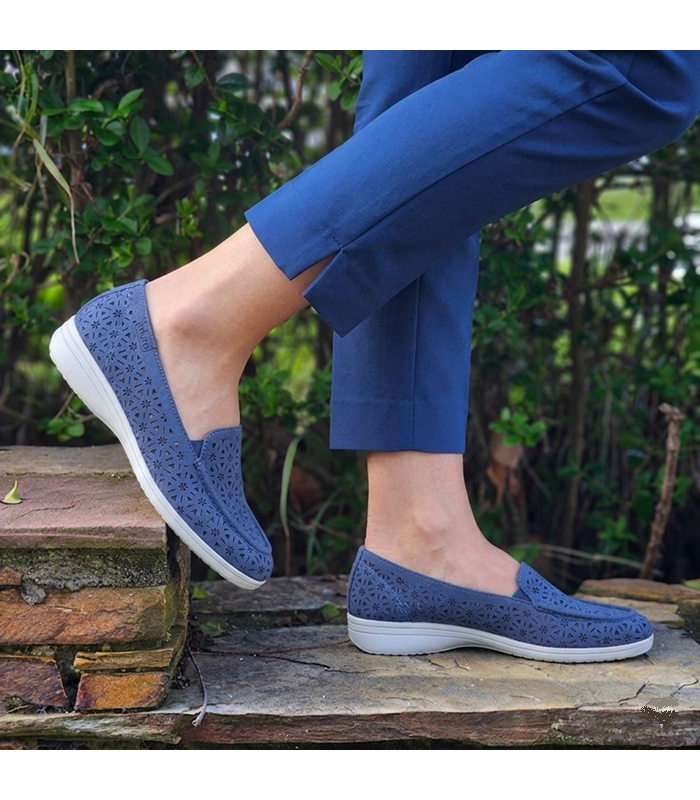 Mocasines alpargata mujer Garrido Muro azul con cuña baja cómoda puestos