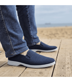 Alpargatas hombre azul marino lona elásticos Alcalde puestas