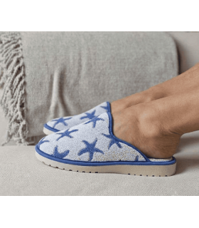 Zapatillas casa verano mujer Pelusin frescas y ligeras con estrellas mar puestas