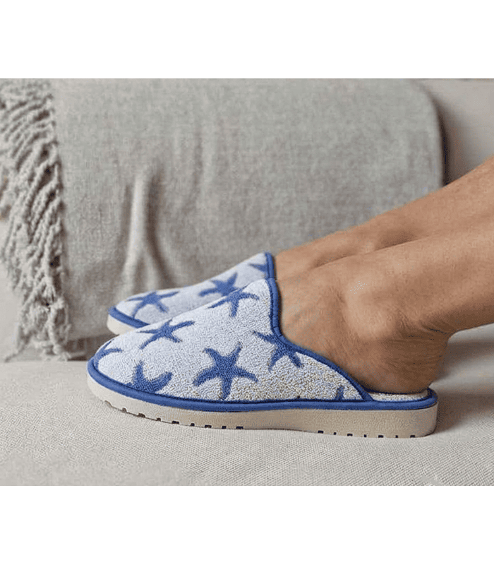 Zapatillas casa verano mujer Pelusin frescas y ligeras con estrellas mar puestas