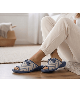 Zapatillas casa mujer verano cuña Cabrera tejido zig-zag puestas