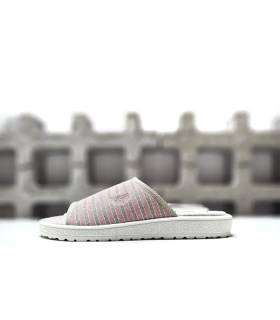 zapatillas mujer verano tipo chinela Plumaflex rayas rosa beige