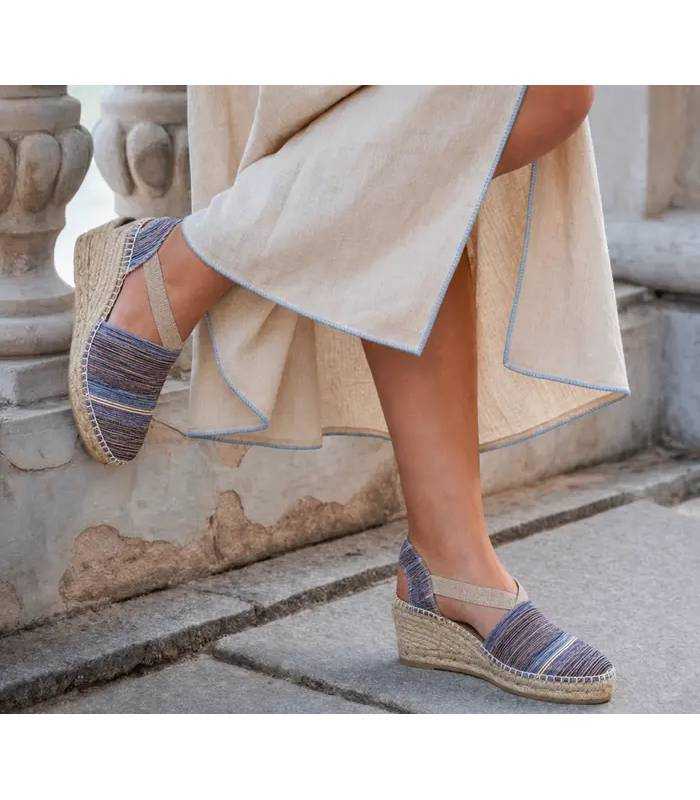 Alpargatas mujer cuña media de rayas cómodas con elásticos AnseRioja verano rebajas