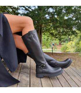 Botas piel negras moteras del Coronel Tapioca para mujer `puestas de rebajas