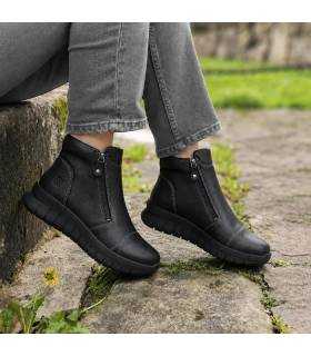 Botínes piel negra mujer comodos Acacias cremallera de Chika 10 puestos de rebajas