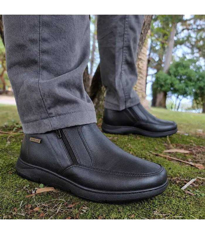 Botínes hombre piel negro impermeable de Zen comodos puestos
