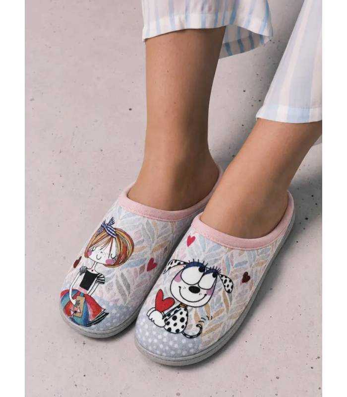 Zapatillas Casa Mujer Perrito Plumaflex de verano puestas