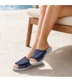Zapatillas casa verano mujer Plumaflex cierre velcro cuña ligera puestas