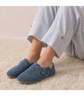 Zapatillas Cabrera mujer invierno con hebilla para casa puestas