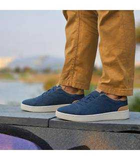 Zapatillas hombre lona cómodas Luisetti Bamba azules de verano puestas