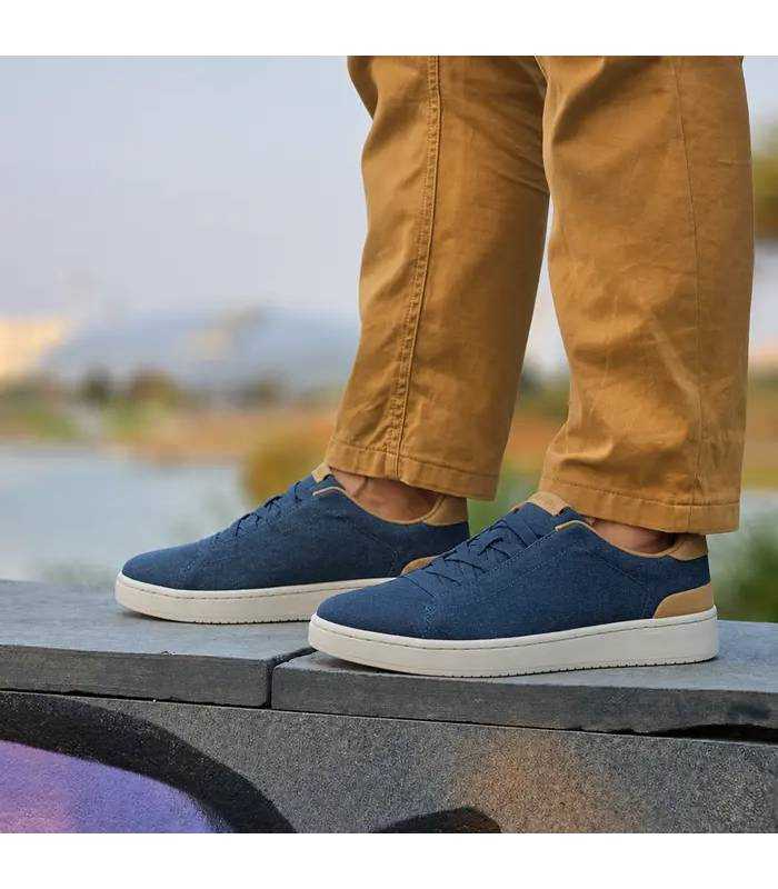 Zapatillas hombre lona cómodas Luisetti Bamba azules de verano puestas