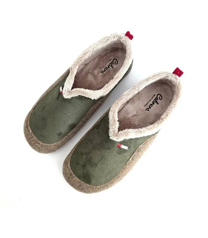 Vista superior de zapatillas de casa hombre Cabrera Bamara con interior cálido y plantilla extraíble