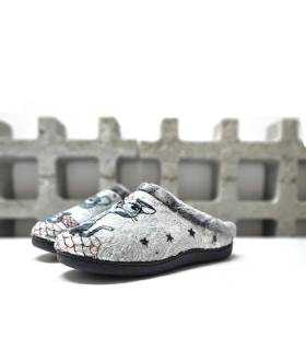 Zapatilla Plumaflex mujer con plantilla Memory Foam extraíble y diseño de gatos