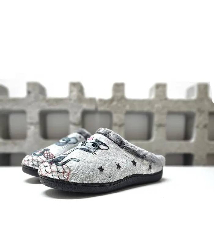 Zapatilla Plumaflex mujer con plantilla Memory Foam extraíble y diseño de gatos