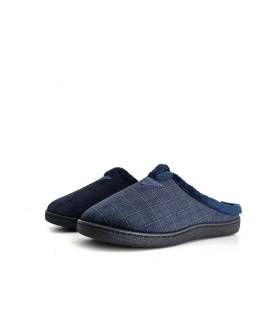 Zapatillas hombre Plumaflex azul marino con cuadro discreto, talón abierto y suela Relax Absolut
