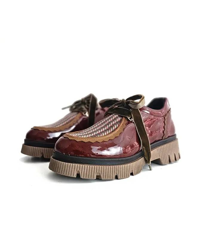 zapatos charol burdeos mujer Nival vista frontal lateral modelo Coria