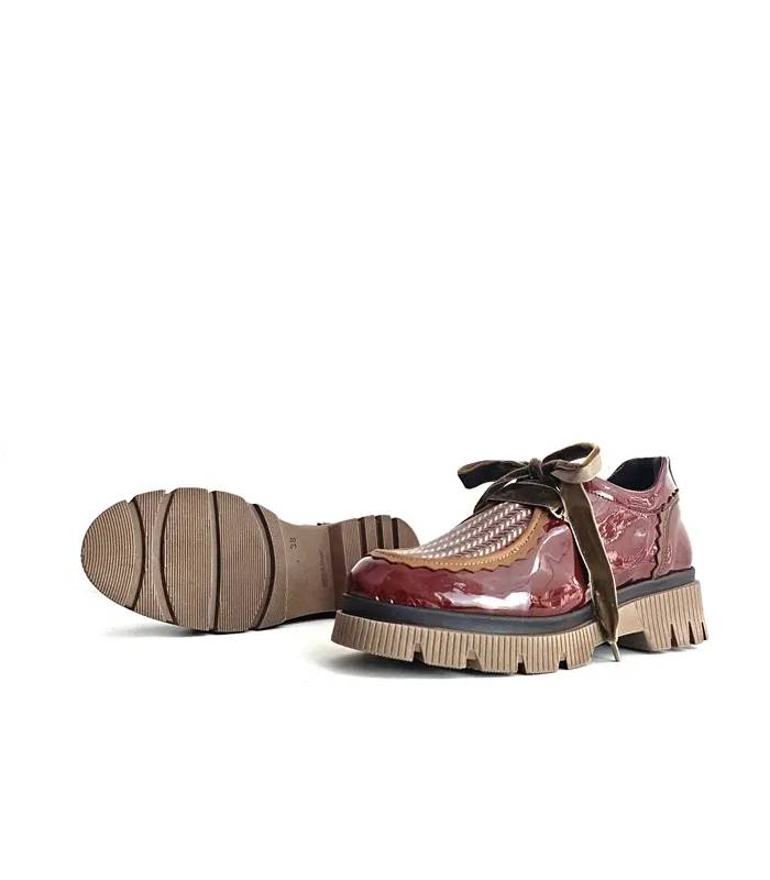 zapatos plataforma track mujer Nival charol burdeos