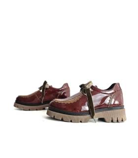zapatos mujer piel burdeos Nival con cordones terciopelo modelo Coria