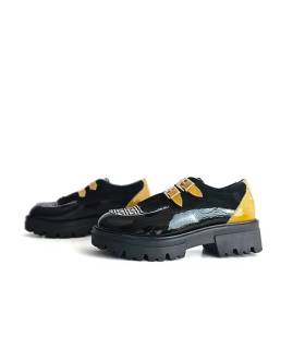 Zapatos Nival mujer con plantilla extraíble y combinación negro amarillo