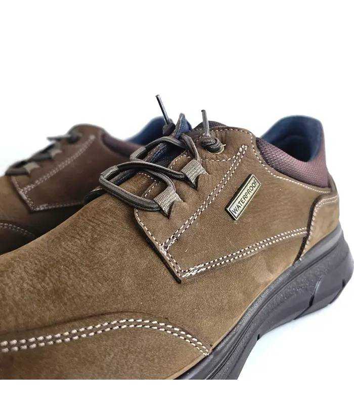 detalle zapatos waterproof hombre Luisetti piel nobuck marrón