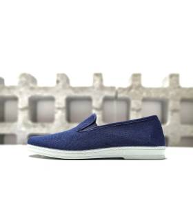 alpargatas hombre verano lona azul frontal