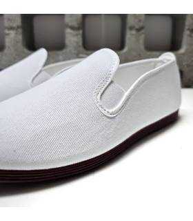 zapatillas Kung Fu Javer blancas de lona detalle empeine