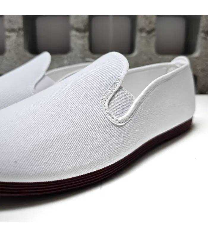zapatillas Kung Fu Javer blancas de lona detalle empeine