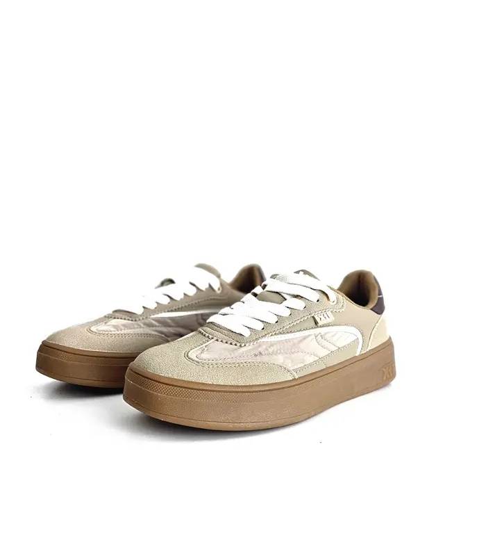 Zapatillas Xti mujer plataforma beige claro para invierno