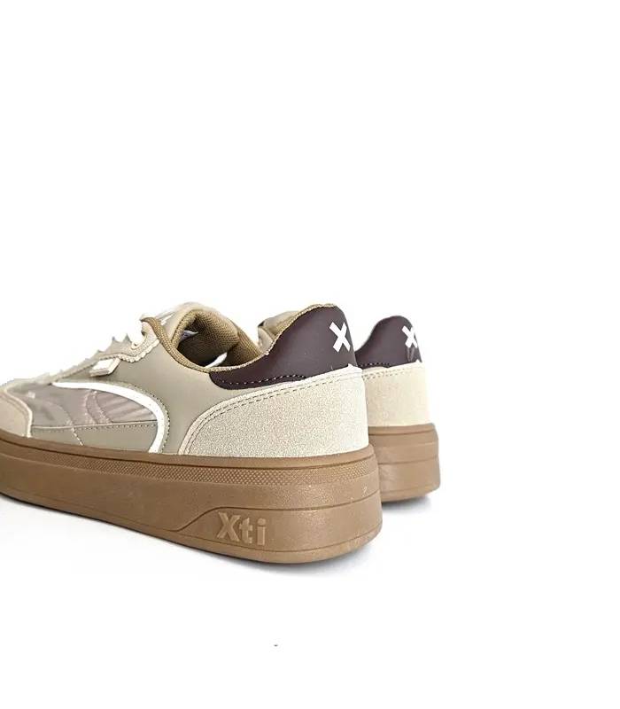 Suela zapatillas Xti mujer plataforma beige claro trasera