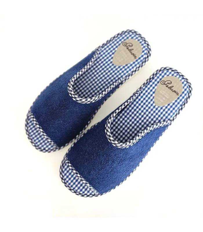 Vista superior zapatillas casa mujer verano Pelusín azul marino